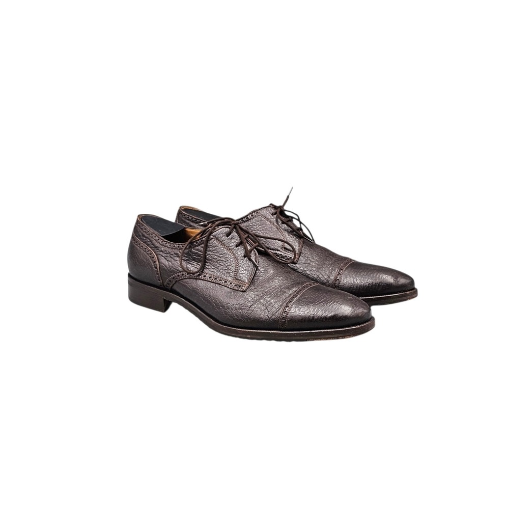 Gravati Men's Size 10 D Brown Buttery Soft Peccary Leather Cap Toe Oxford Shoes